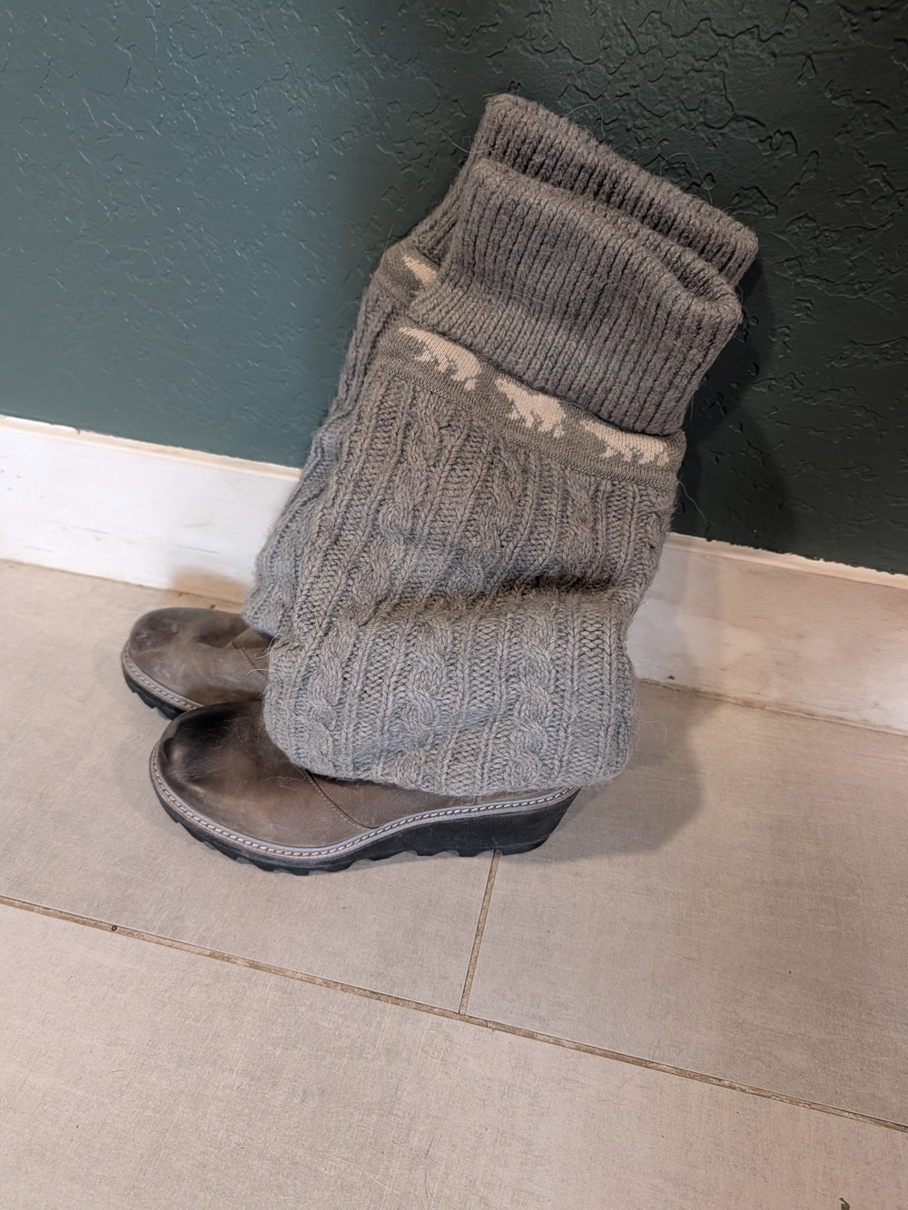 Sorel Women’s Grey Knit Cuff Wedge Boots